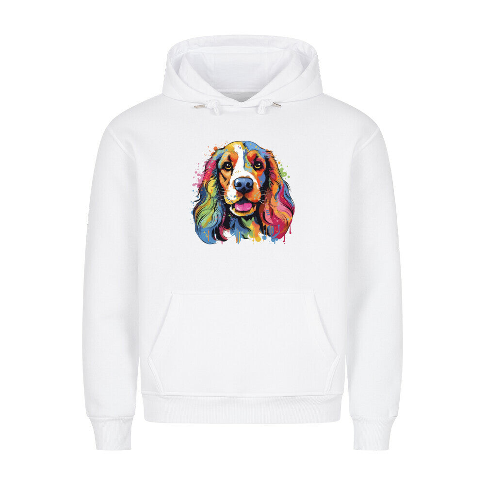 Premium Hoodie "English Cocker - Splash" Weiß – hunde-shirt.de