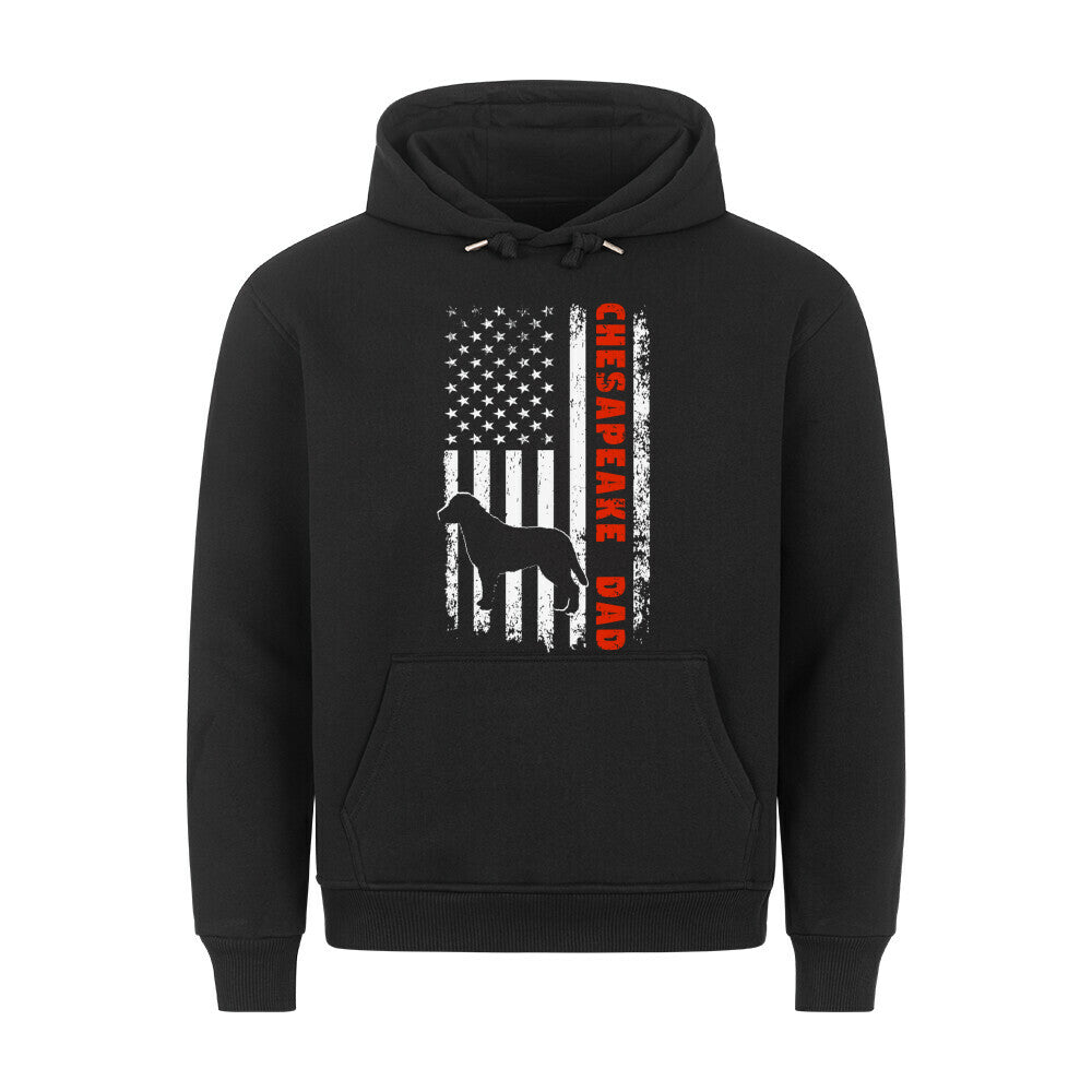 Premium Hoodie "Chesapeake Bay - Flag DAD" Schwarz – hunde-shirt.de