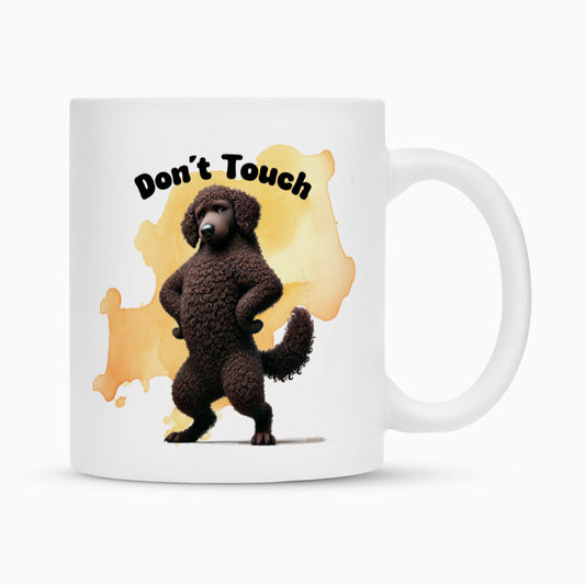 Tasse "Curly Coated Retriever - Don´t touch" Weiß – hunde-shirt.de