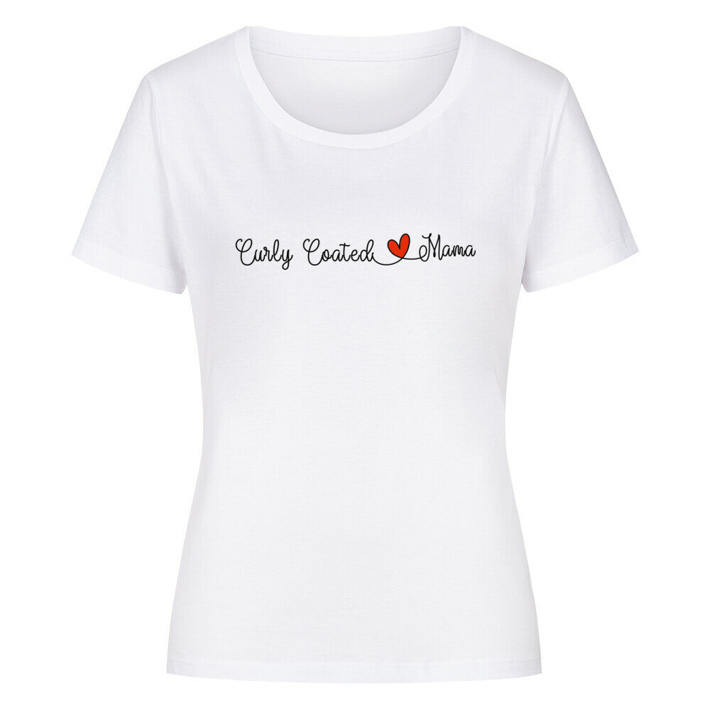 Premium Organic Damen-Shirt "Curly Coated - Mama" Weiß – hunde-shirt.de