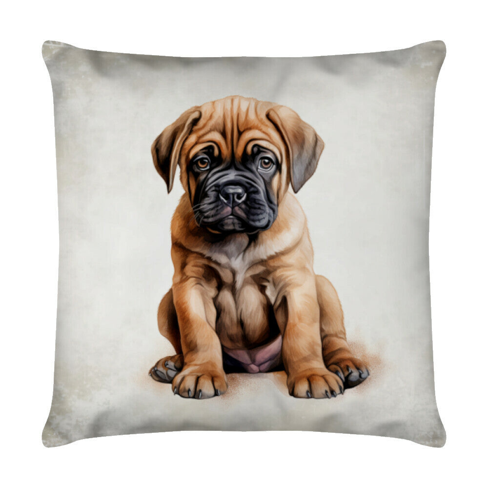 Kissen "English Mastiff - Puppy 2" Weiß – hunde-shirt.de