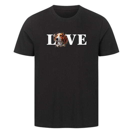 Premium T-Shirt "English Foxhound - LOVE" Schwarz – hunde-shirt.de