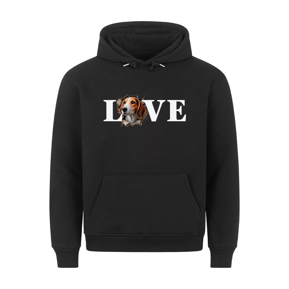Premium Hoodie "English Foxhound - LOVE" Schwarz – hunde-shirt.de