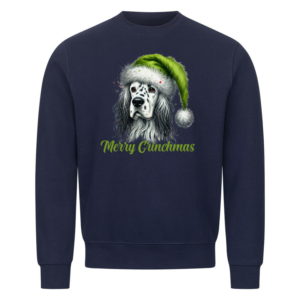 Premium Sweatshirt "English Setter - Merry Grinchmas" Navy Blue – hunde-shirt.de