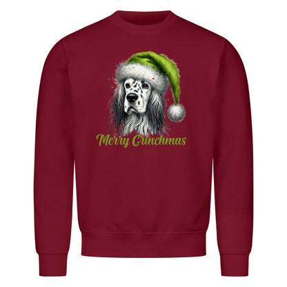 Premium Sweatshirt "English Setter - Merry Grinchmas" Burgunder – hunde-shirt.de