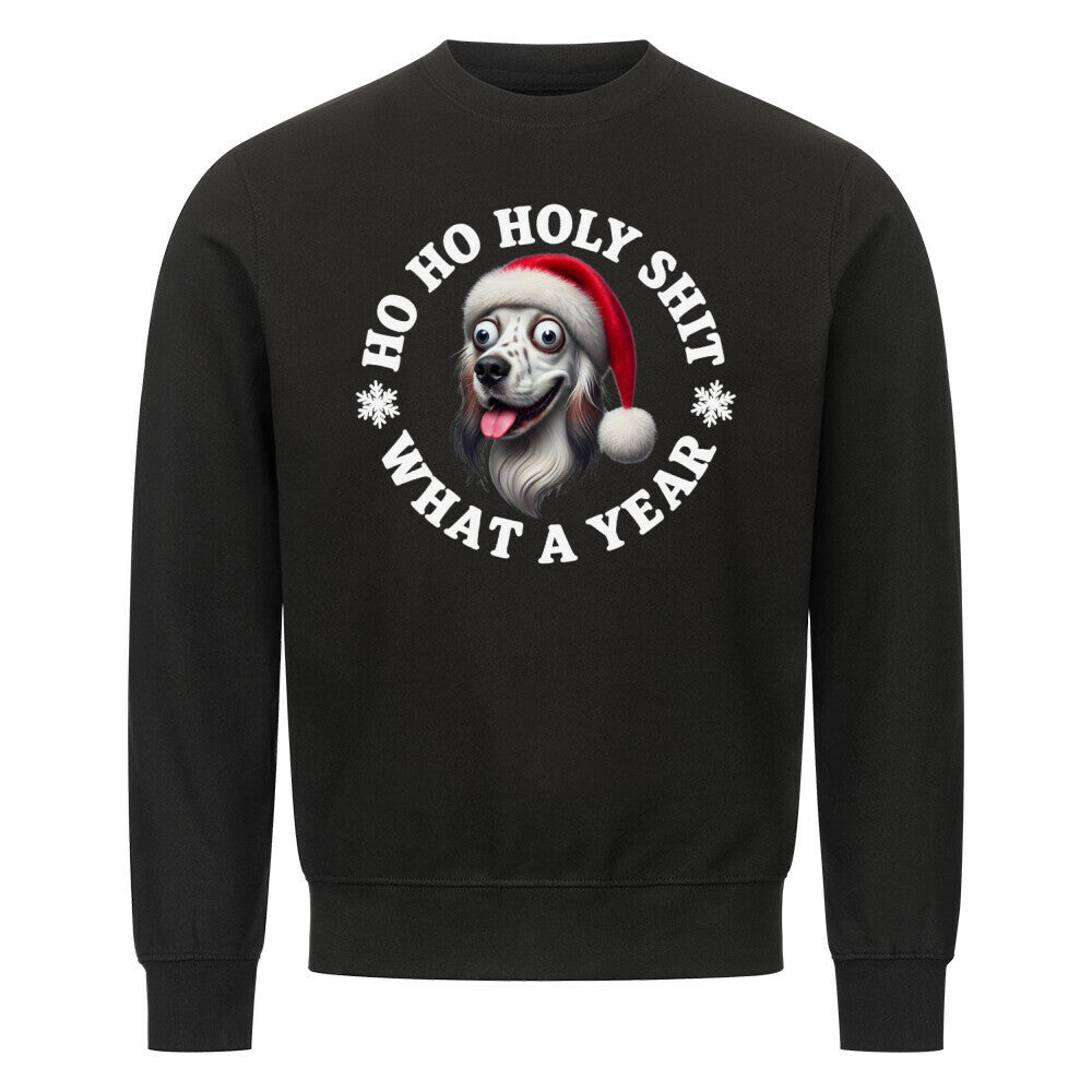 Premium Sweatshirt "English Setter - HO HO..." Schwarz – hunde-shirt.de