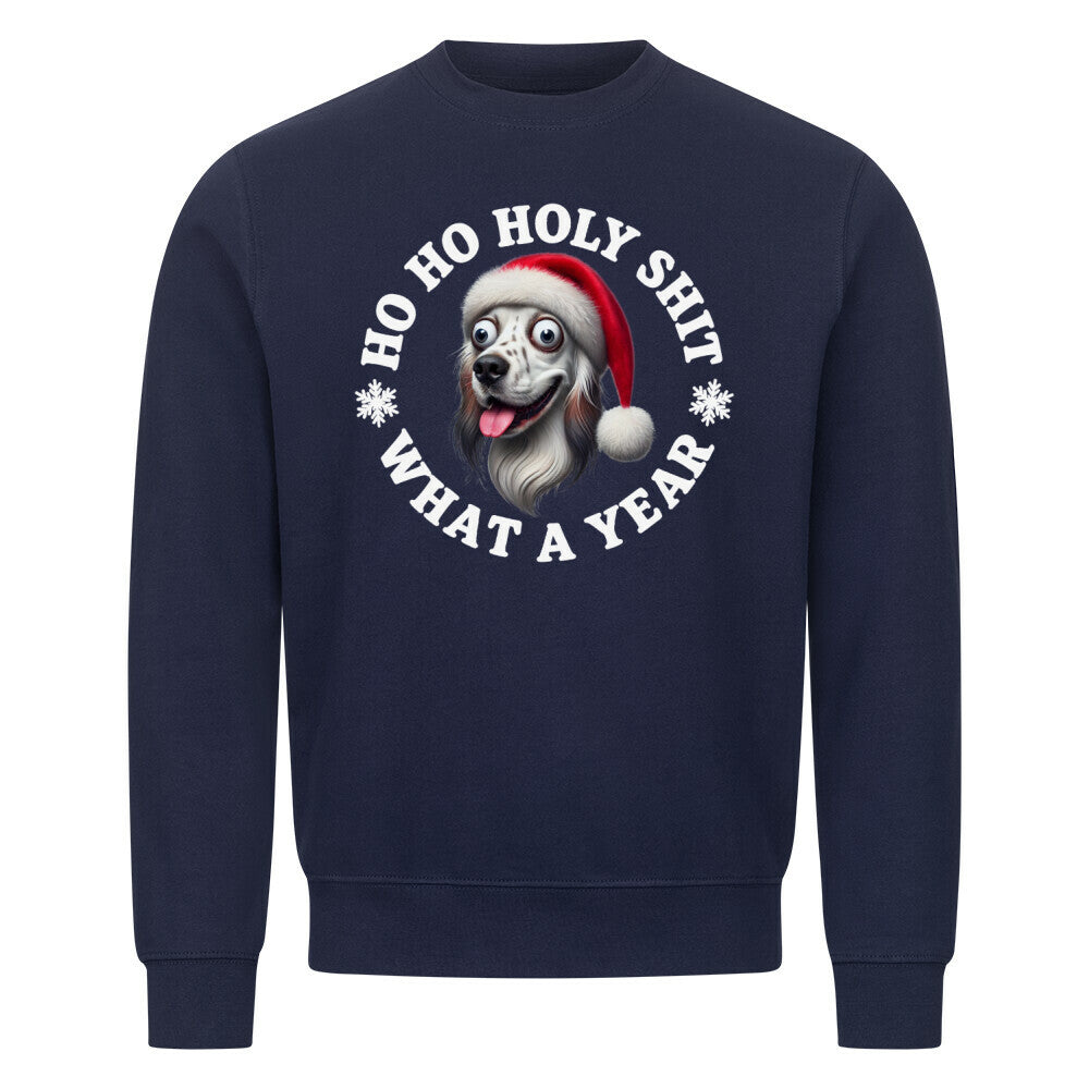 Premium Sweatshirt "English Setter - HO HO..." Navy Blue – hunde-shirt.de