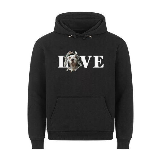 Premium Hoodie "English Setter - LOVE" Schwarz – hunde-shirt.de