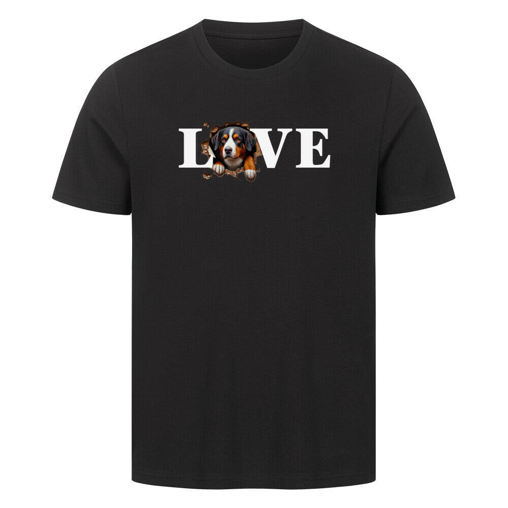 Premium T-Shirt "Entlebucher Sennenhund - LOVE" Schwarz – hunde-shirt.de
