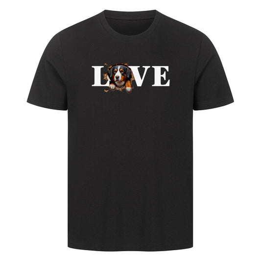 Premium T-Shirt "Entlebucher Sennenhund - LOVE" Schwarz – hunde-shirt.de