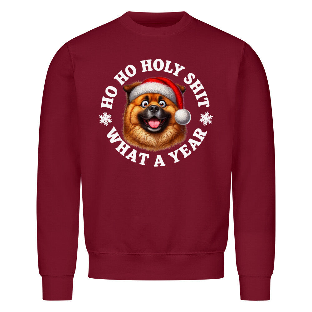 Premium Sweatshirt "Eurasier - HO HO..." Burgunder – hunde-shirt.de