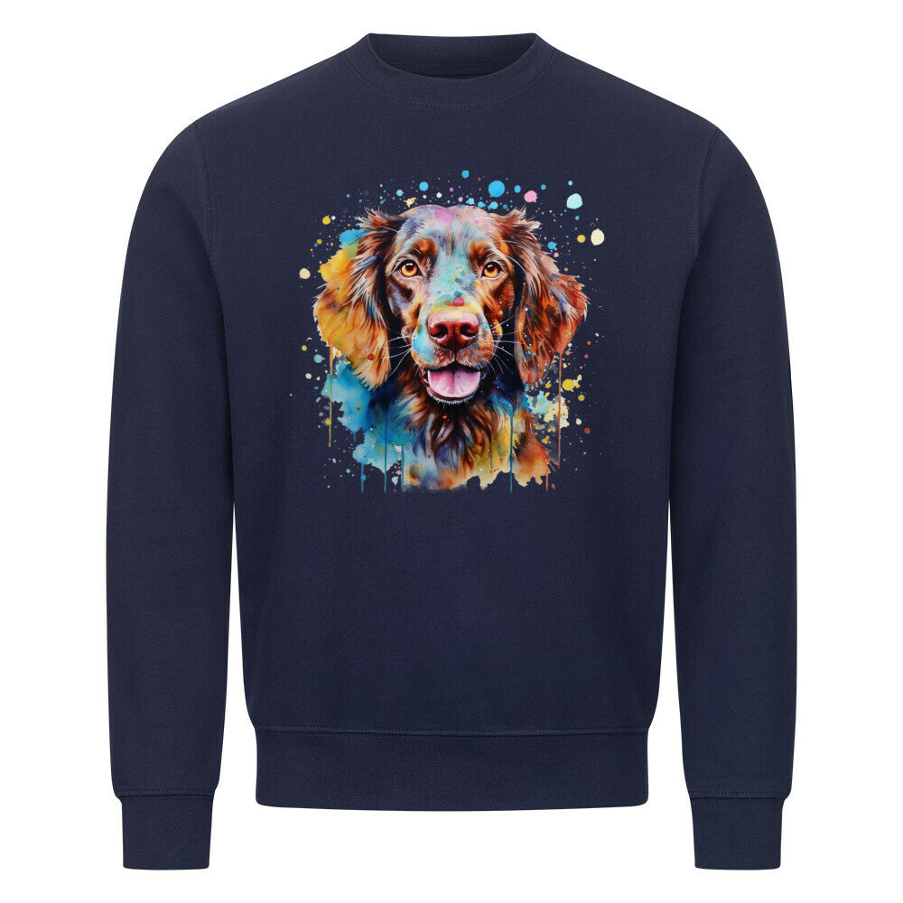 Premium Sweatshirt "Flat Coated Retriever - Splash" Navy Blue – hunde-shirt.de