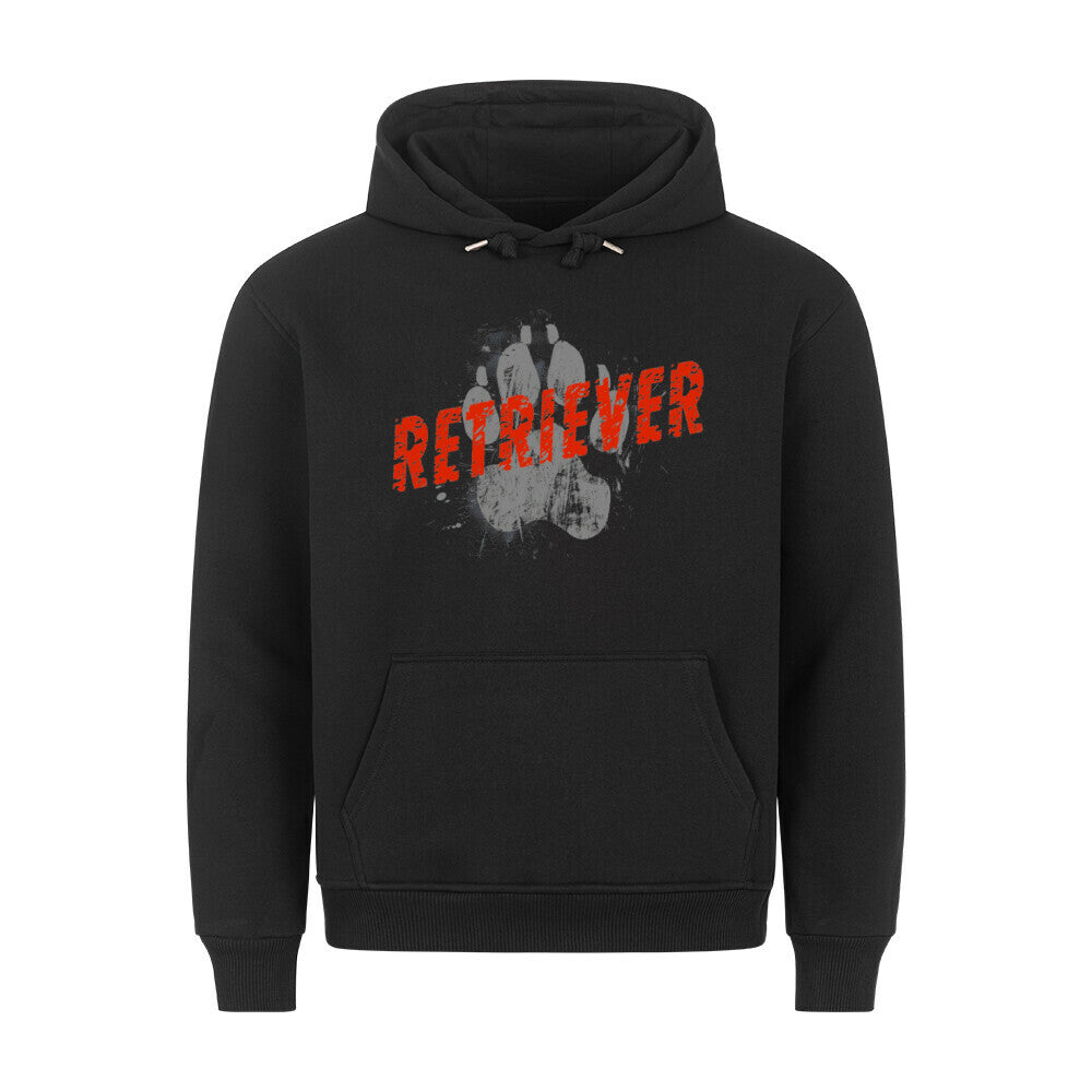 Premium Hoodie "Flat Coated - PAW" Schwarz – hunde-shirt.de