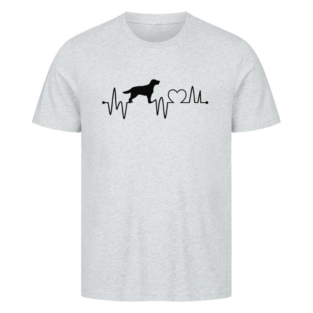 Premium T-Shirt "Flat Coated Retriever - Heartbeat" Heather Grey – hunde-shirt.de