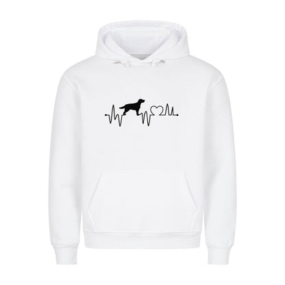 Premium Hoodie "Flat Coated Retriever - Heartbeat" Weiß – hunde-shirt.de