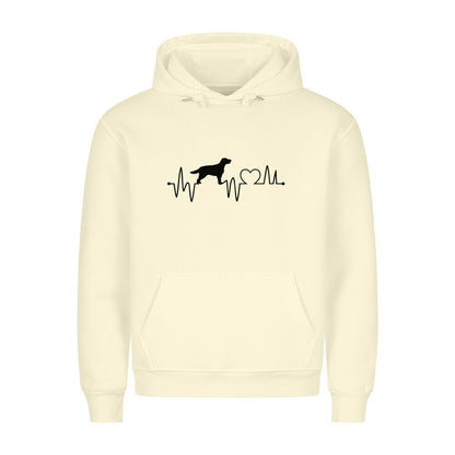 Premium Hoodie "Flat Coated Retriever - Heartbeat" Beige – hunde-shirt.de
