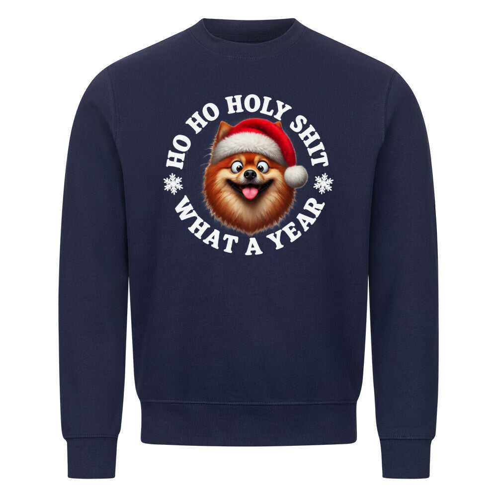 Premium Sweatshirt "Finnischer Spitz - HO HO..." Navy Blue – hunde-shirt.de