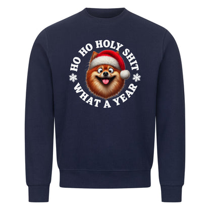 Premium Sweatshirt "Finnischer Spitz - HO HO..." Navy Blue – hunde-shirt.de