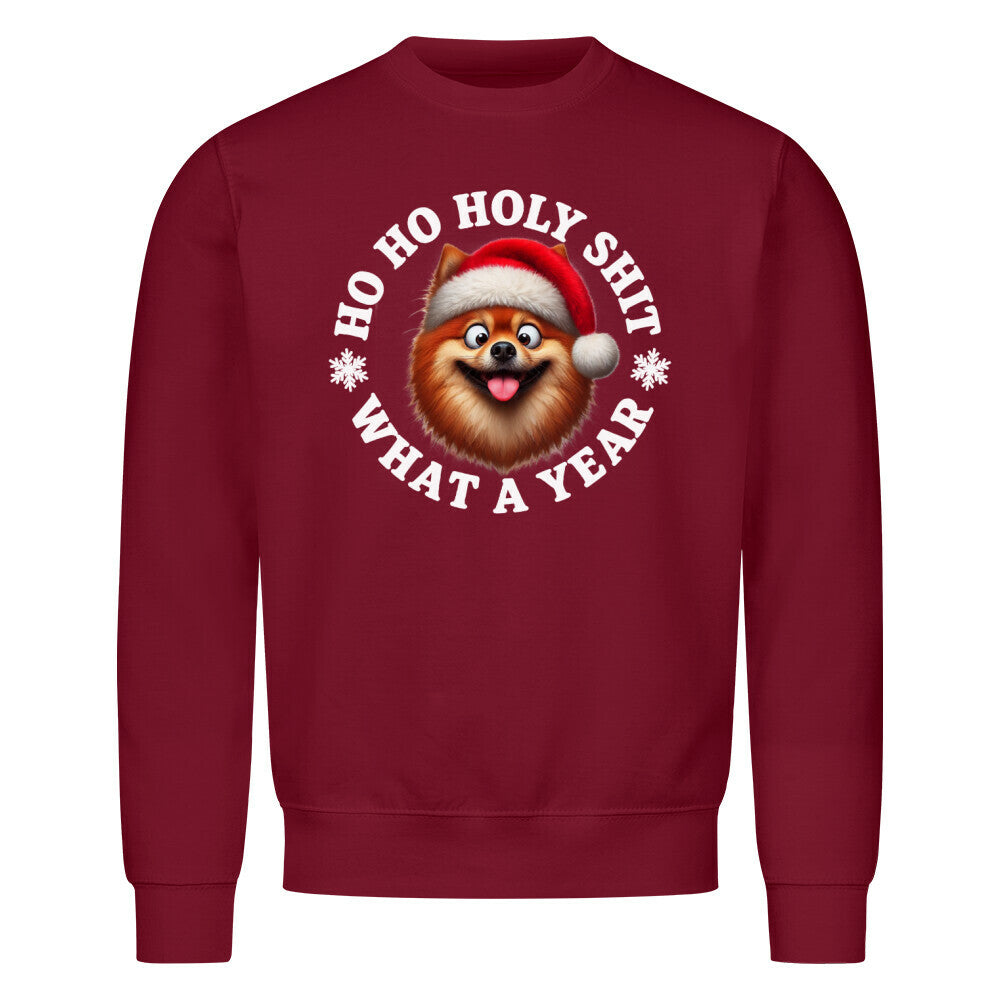 Premium Sweatshirt "Finnischer Spitz - HO HO..." Burgunder – hunde-shirt.de