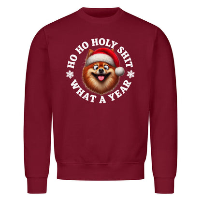 Premium Sweatshirt "Finnischer Spitz - HO HO..." Burgunder – hunde-shirt.de