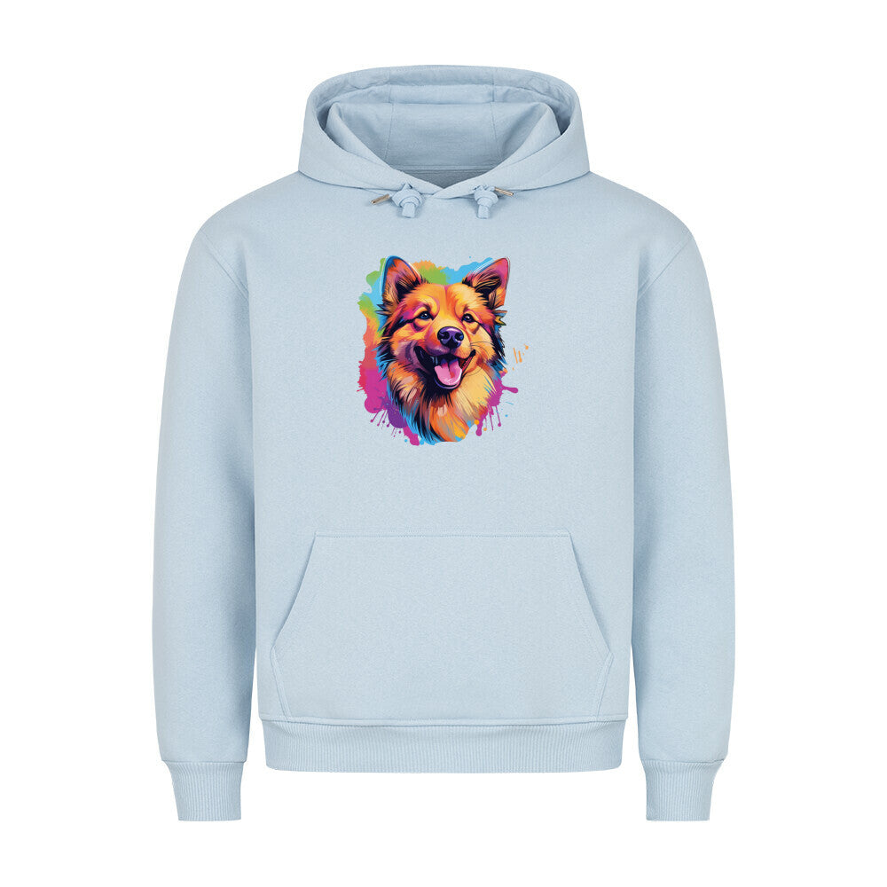 Premium Hoodie "Finnischer Spitz - Paint" Babyblau – hunde-shirt.de