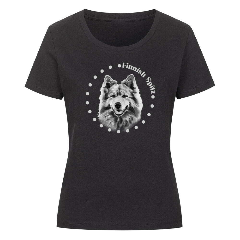Premium Organic Damen-Shirt "Finnischer Spitz - Breed" Schwarz – hunde-shirt.de