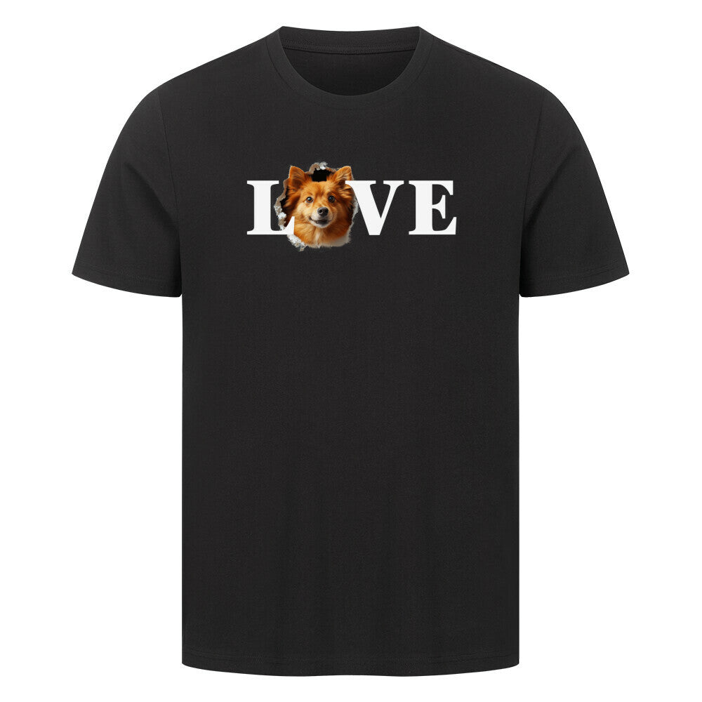 Premium T-Shirt "Finnischer Spitz - LOVE" Schwarz – hunde-shirt.de