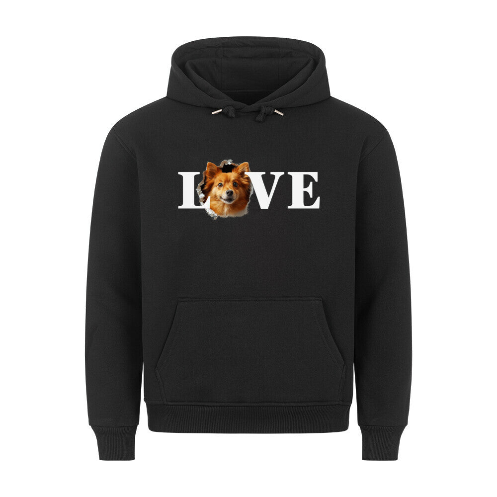 Premium Hoodie "Finnischer Spitz - LOVE" Schwarz – hunde-shirt.de