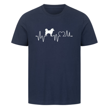 Premium T-Shirt "Finnischer Spitz - Heartbeat" French Navy – hunde-shirt.de