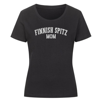 Premium Organic Damen-Shirt "Finnischer Spitz - MOM" Schwarz – hunde-shirt.de