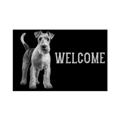 Fußmatte "Foxterrier ( Drahthaar ) -WELCOME" Weiß – hunde-shirt.de
