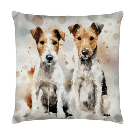 Kissen "Foxterrier - Twins" Weiß – hunde-shirt.de