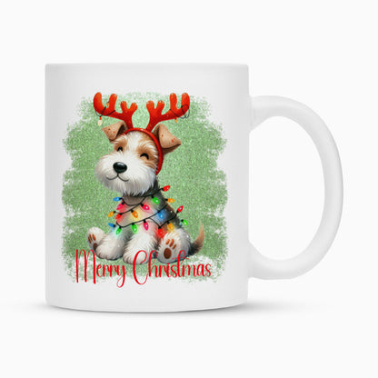Tasse "Foxterrier ( Drahthaar ) - Funny Christmas" Weiß – hunde-shirt.de