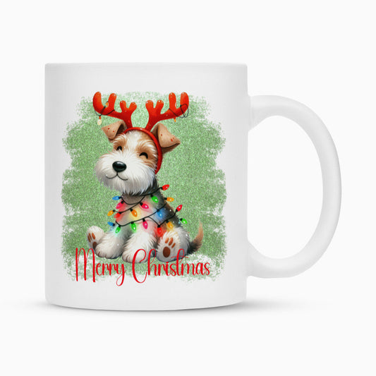 Tasse "Foxterrier ( Drahthaar ) - Funny Christmas" Weiß – hunde-shirt.de