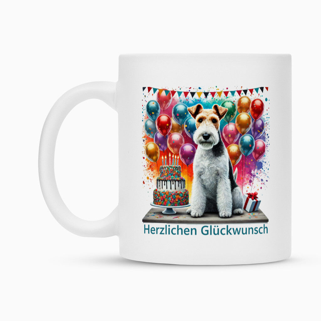 Tasse "Foxterrier ( Drahthaar ) - Herzlichen Glückwunsch" – hunde-shirt.de