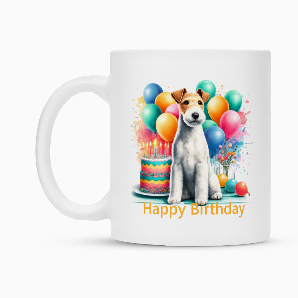 Tasse "Foxterrier ( Drahthaar ) - Happy Birthday" – hunde-shirt.de