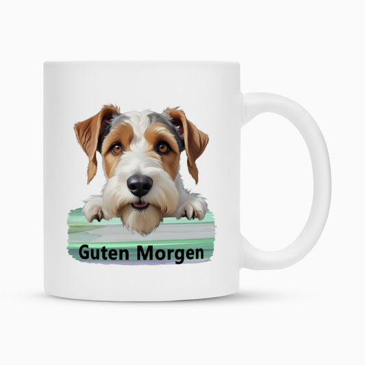 Tasse "Foxterrier ( Drahthaar ) - Guten Morgen" Weiß – hunde-shirt.de
