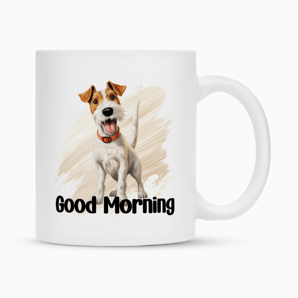 Tasse "Foxterrier ( Drahthaar ) - Good Morning" Weiß – hunde-shirt.de