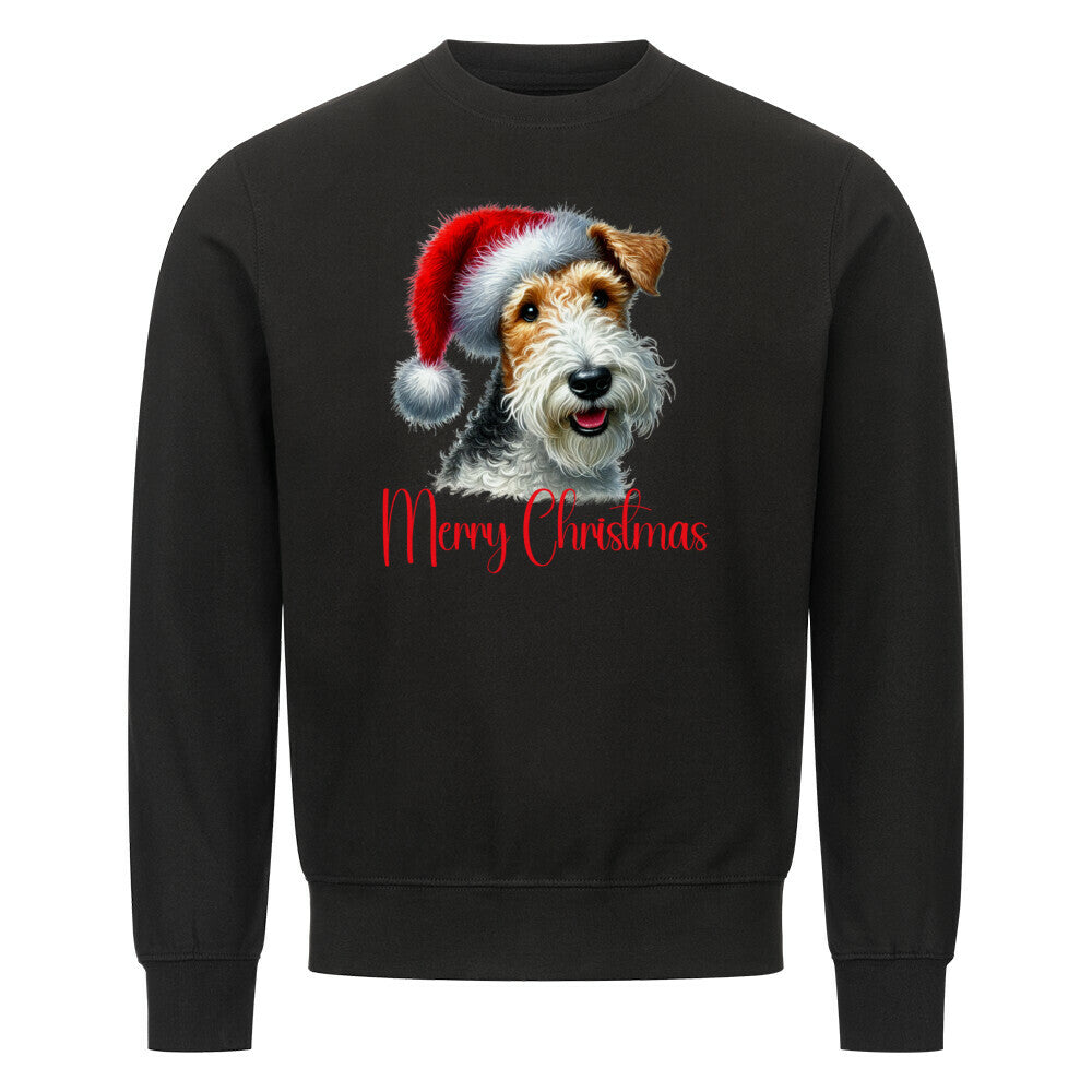 Premium Sweatshirt "Foxterrier ( Drahthaar ) - Merry Christmas" Schwarz – hunde-shirt.de