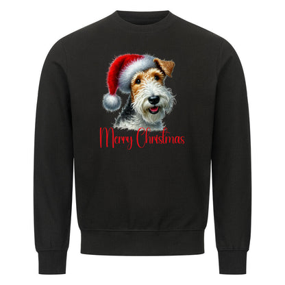 Premium Sweatshirt "Foxterrier ( Drahthaar ) - Merry Christmas" Schwarz – hunde-shirt.de