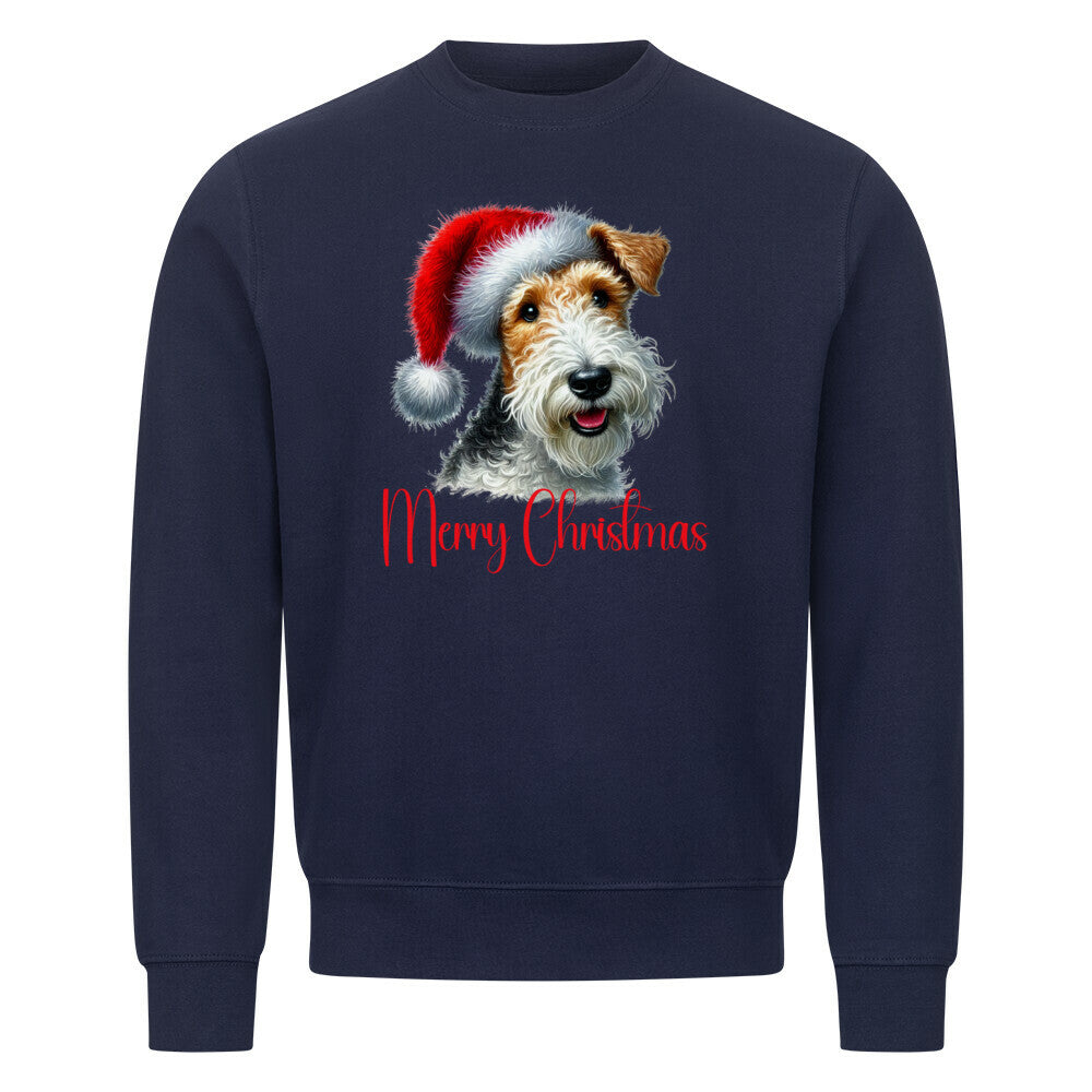 Premium Sweatshirt "Foxterrier ( Drahthaar ) - Merry Christmas" Navy Blue – hunde-shirt.de