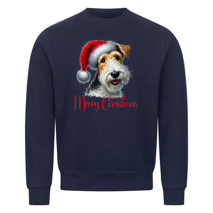 Premium Sweatshirt "Foxterrier ( Drahthaar ) - Merry Christmas" Navy Blue – hunde-shirt.de