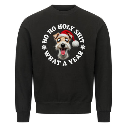 Premium Sweatshirt "Foxterrier ( Drahthaar ) - HO HO..." Schwarz – hunde-shirt.de