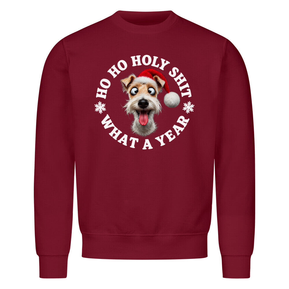 Premium Sweatshirt "Foxterrier ( Drahthaar ) - HO HO..." Burgunder – hunde-shirt.de