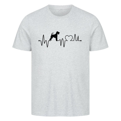 Premium T-Shirt "Foxterrier ( Drahthaar ) - Heartbeat" Heather Grey – hunde-shirt.de