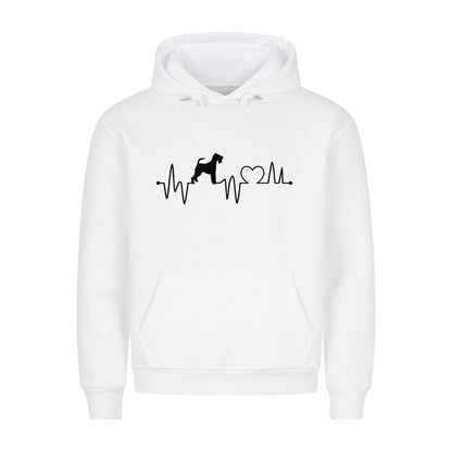 Premium Hoodie "Foxterrier ( Drahthaar ) - Heartbeat" Weiß – hunde-shirt.de