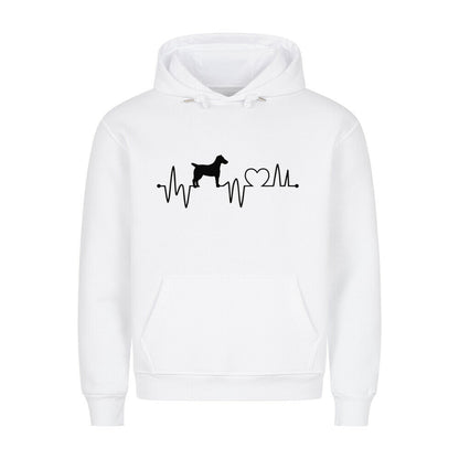 Premium Hoodie "Foxterrier ( Glatthaar ) - Heartbeat" Weiß – hunde-shirt.de