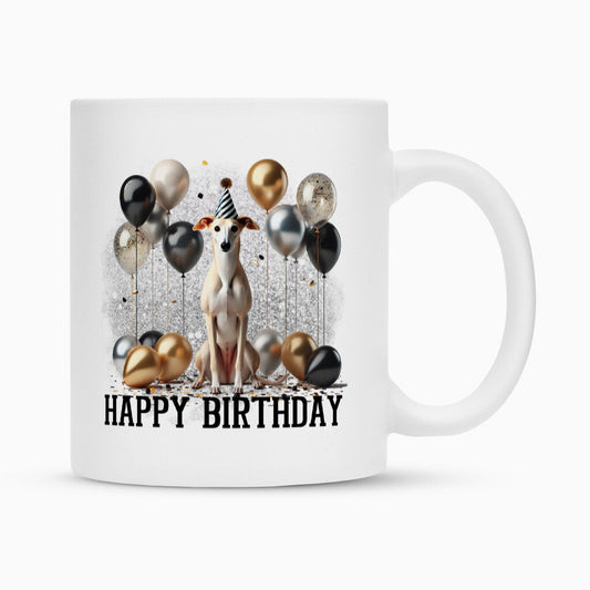 Tasse "Galgo - Happy Birthday" Weiß – hunde-shirt.de