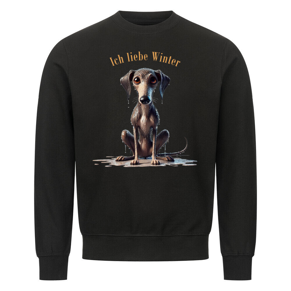 Premium Sweatshirt Galgo - Ich liebe Winter" Schwarz – hunde-shirt.de