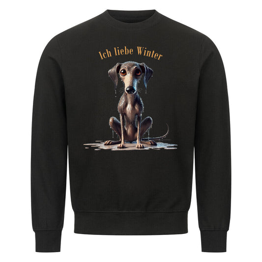 Premium Sweatshirt Galgo - Ich liebe Winter" Schwarz – hunde-shirt.de